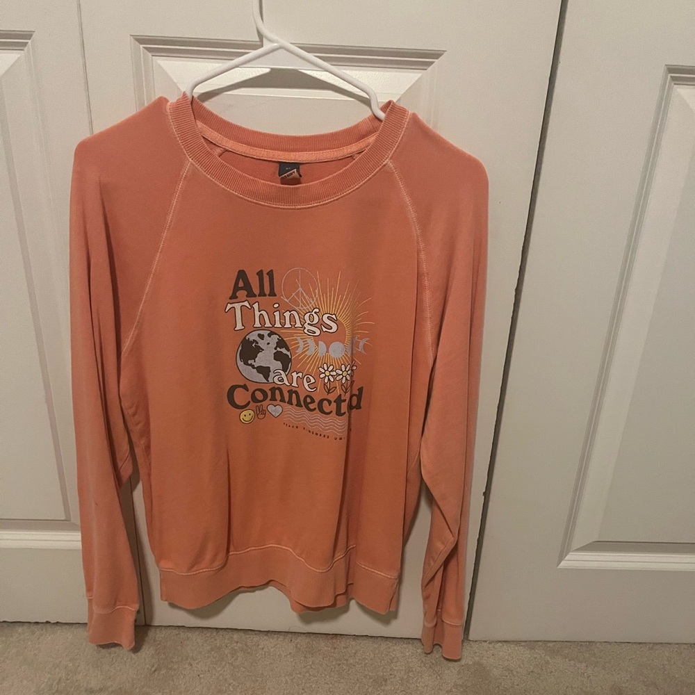 Old Navy Orange Crew Neck Sweater with Graphic Design